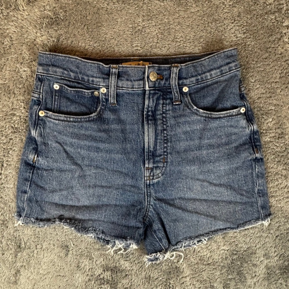 Madewell The Perfect Vintage Jean Shorts Medium Wash Raw Hem 27P MB408
